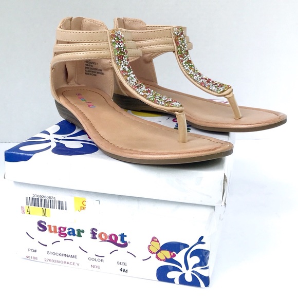 Sugar Foot® Grace V Nude Rhinestone Sandals Sz 4M